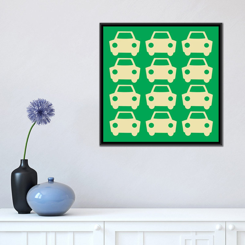Art pour enfants «Kids Beep Beep Cars», reproduction sur toile tendue, H 18 po x l 18 po x P 1,5 po, Toile avec cadre noir