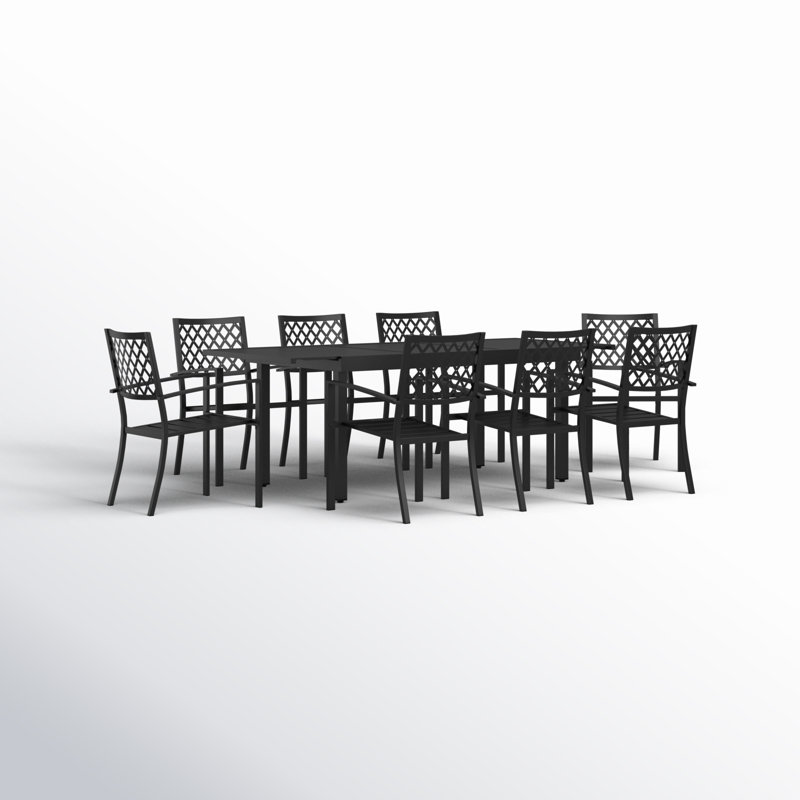Alyah 8 - Person Patio Dining Set with Extendable Rectangular Table