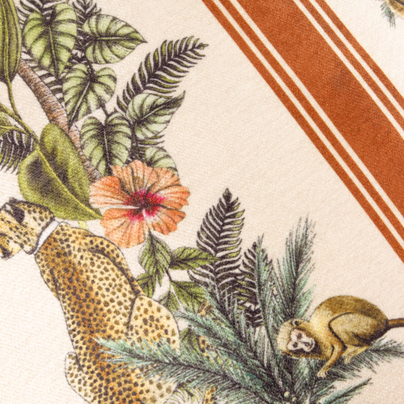 Leilani Floral Cushion, Square, Green/Orange, 43cm H x 43cm W