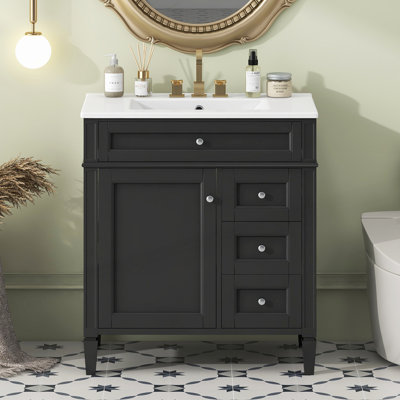 Modern Bathroom Vanity with Top Sink, Ample Storage, and Durable Design for Efficient Space Utilization