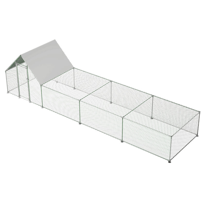 Cage à poulailler en métal avec poulailler, 80" H x 313.03" W x 80.67" D