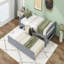 Lit plateforme simple avec lit gigogne simple, gris-1157372150