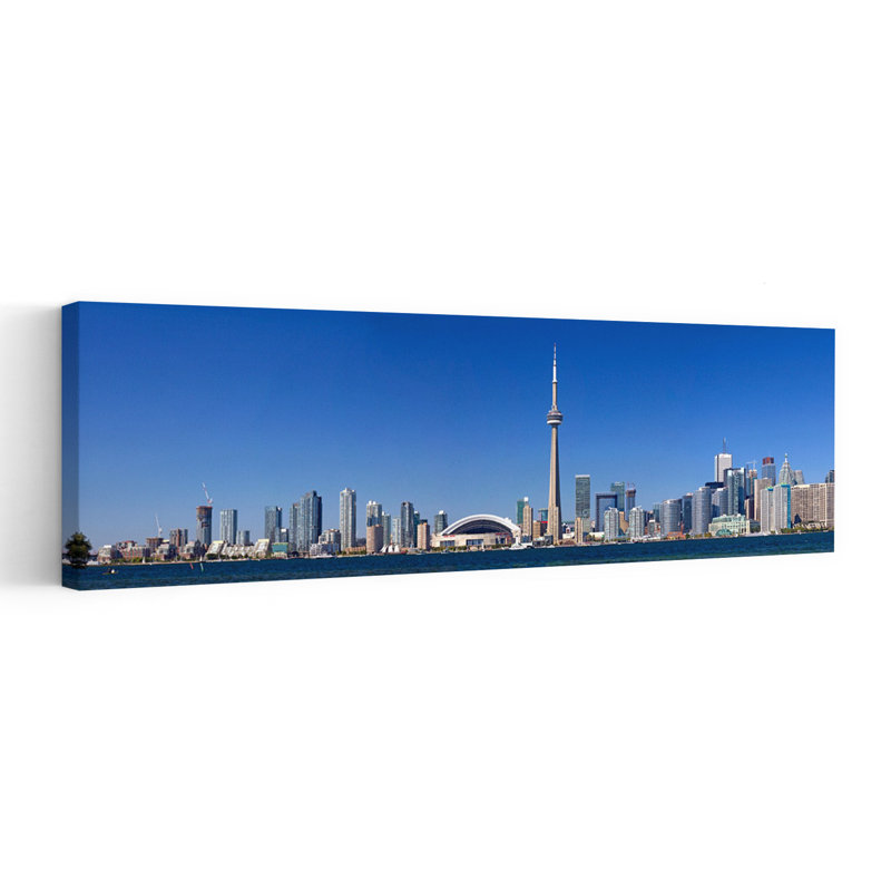 Skylines dans une ville, tour Cn, Toronto, Ontario, Canada, architecture contemporaine, art mural, H 16 po x l 48 po