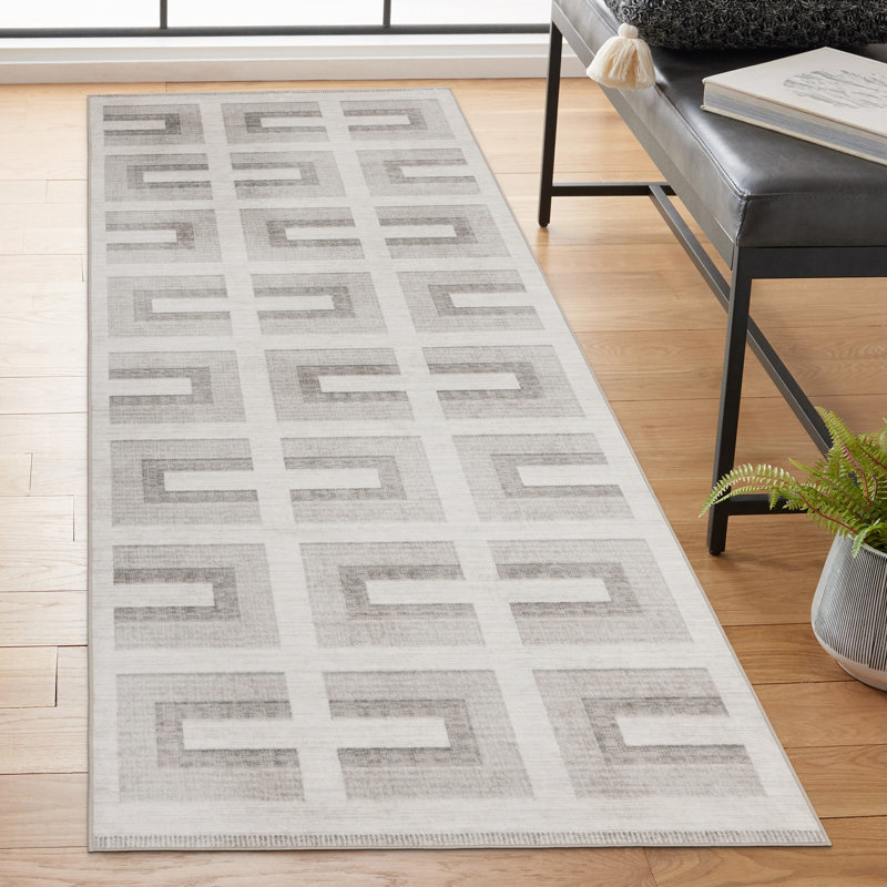 Tapis beige moderne Remi, Tapis de couloir 2 pi 6 po x 6 pi
