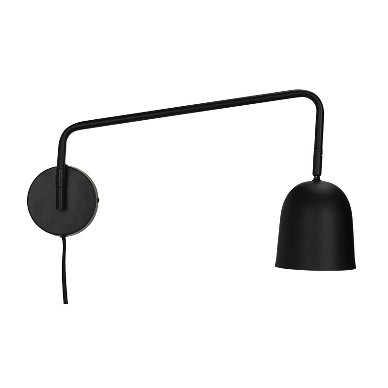 Steel Plug-in Armed Sconce, Black