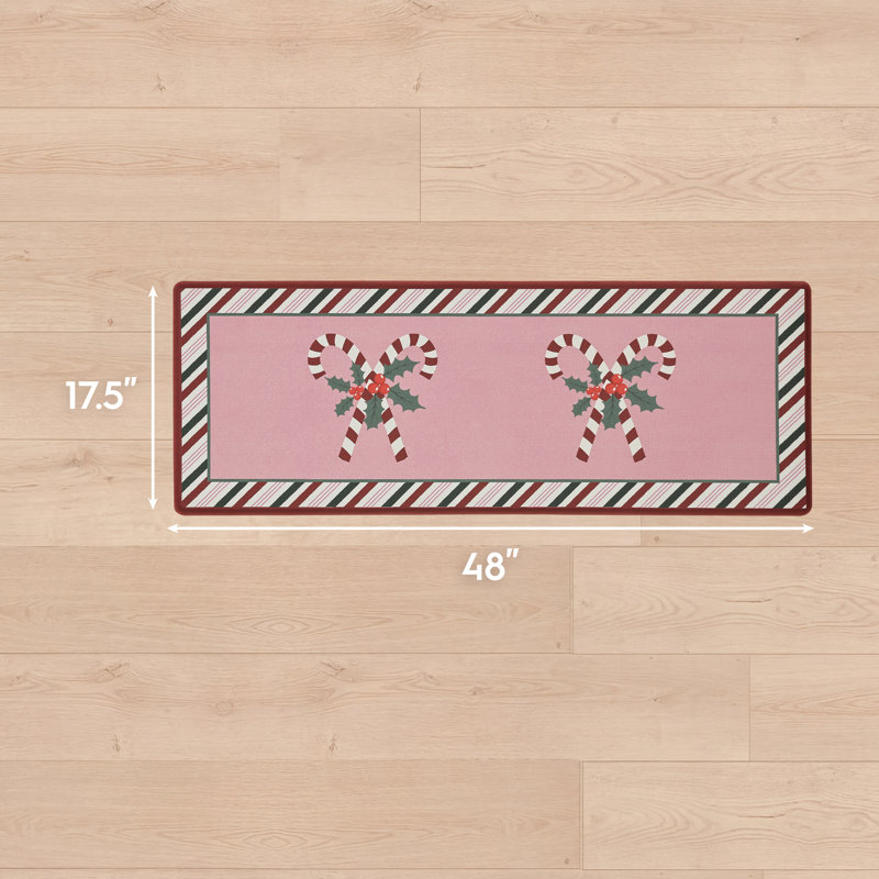 Tapis de cuisine Laura Ashley Candy Cane, 17.5" x 48", Pink