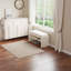 87 cm Beige White Shoe Bench for Two with Open Storage and Cushioned Seat