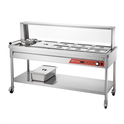 Réchaud commercial 7 casseroles + 2 pots de vapeur avec protection sous la tablette