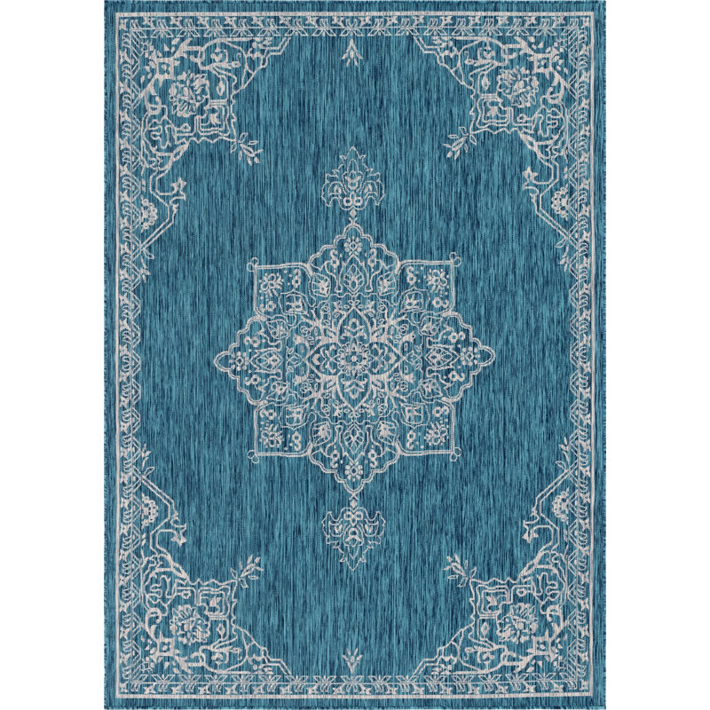 Craighead Oriental Indoor / Outdoor Rug, Rectangle 7'1" x 10'