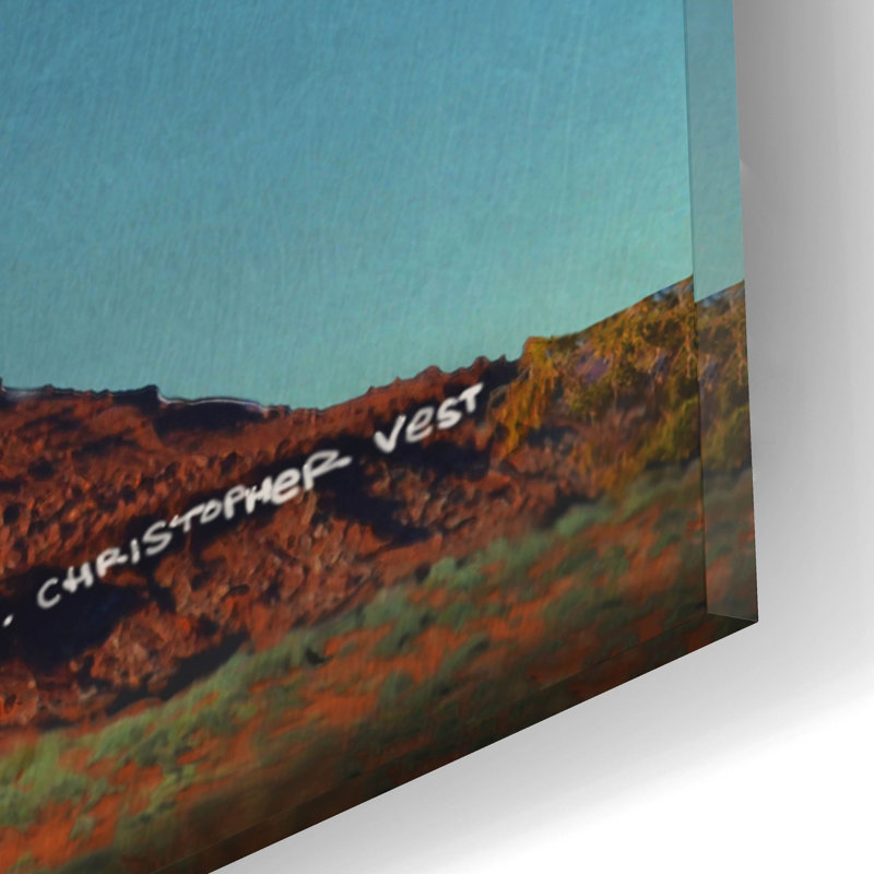  «Mitten With Sunburst» par Chris Vest, art mural en verre acrylique, 16 po x 12 po