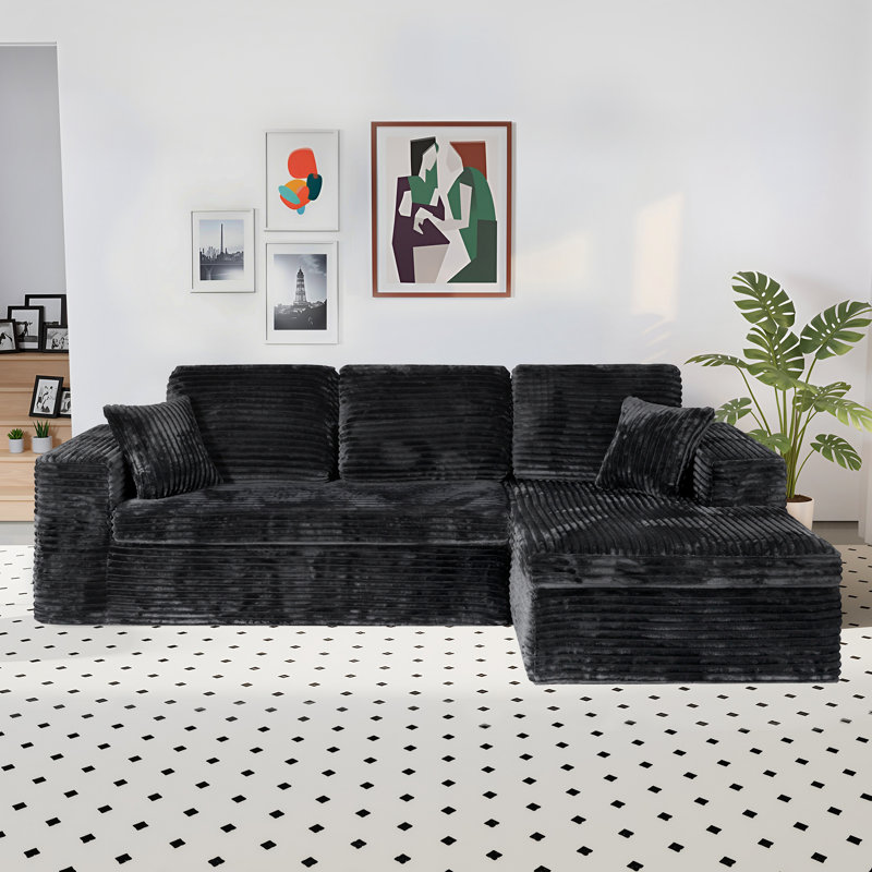 Canapé modulaire de 108 po avec 2 pièces modulaires de style moderne, sans assemblage (faisant face à droite, gris), Gris