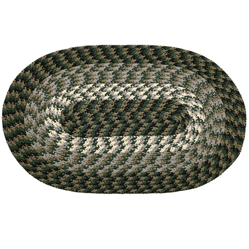 Orme Hand Braided Hunter Area Rug, Oval 20" x 30"