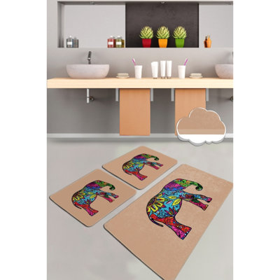 Luxury Bathmat Set (3 Pieces), Soft Antibacterial Polyester, 23.6 x 39.4 inches & 19.7 x 23.6 inches | Non-Slip Underside, 700 g/m² | Machine Washable, Ideal for Bathroom Comfort & Safety