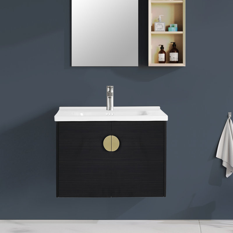 Meuble-lavabo mural avec lavabo , Noir châtaignier, 28"