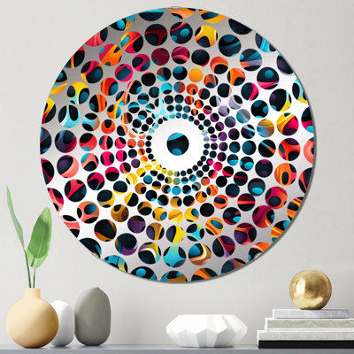 Popart Neon Grid Groove - Miroir décoratif à cercles concentriques