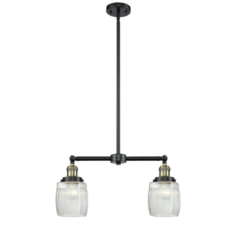 Luminaire suspendu linéaire à 2 lumières pour îlot de cuisine Mireya, Ampoule non incluse, Laiton antique noir