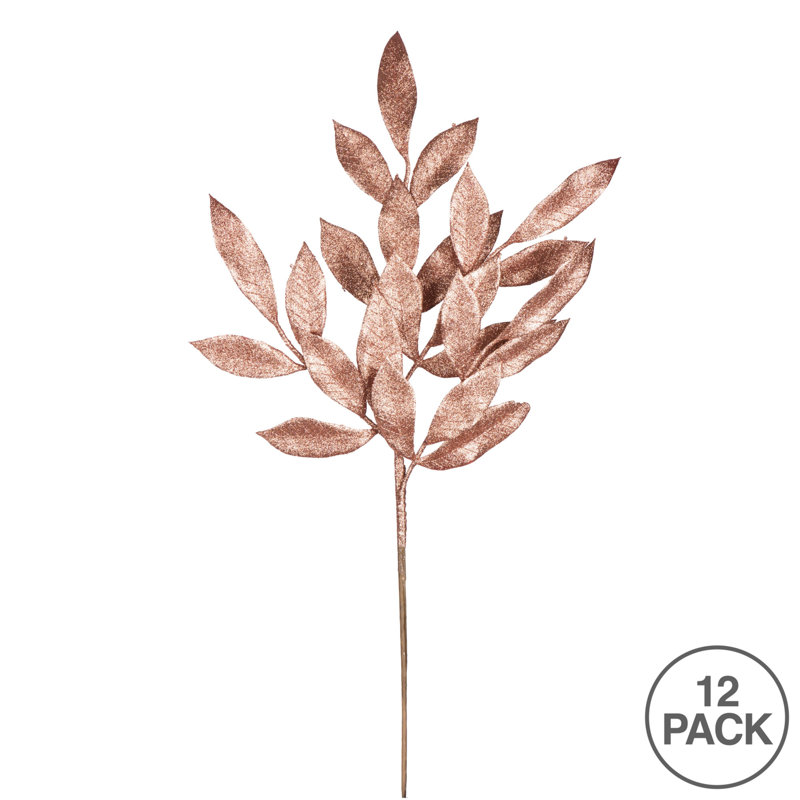 22" Glitter BayLeaf Artificial Christmas Spray, Burgundy, 22" H x 8" W x 0.5" D