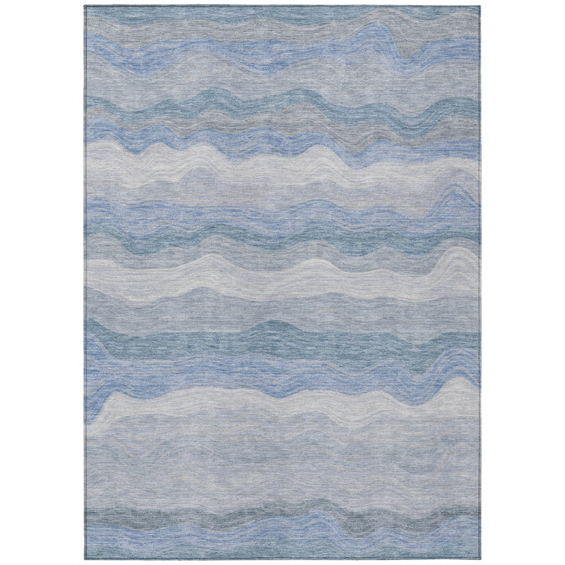 Machine Washable Indoor/Outdoor Lanphear ACN2397 Stripes Rug, Rectangle 10' x 14'