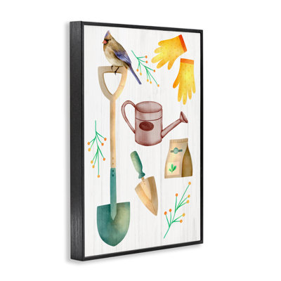 Spring Gardening Tools Framed Giclee Art, design by Lil' Rue