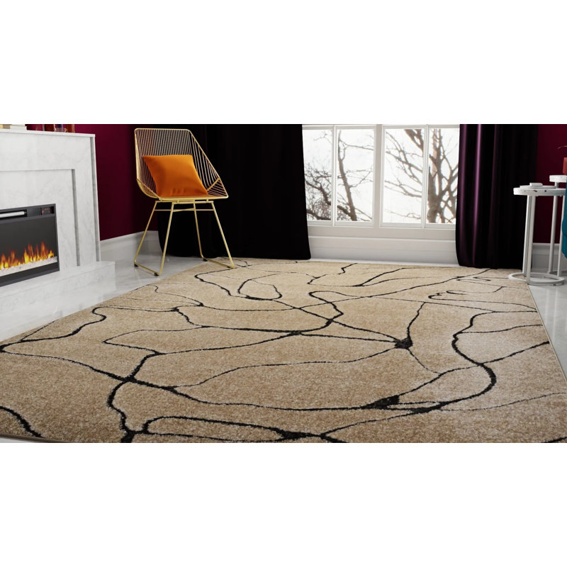 Neace Contemporary Moth Wing Area Rug, Rectangle 5' x 7'