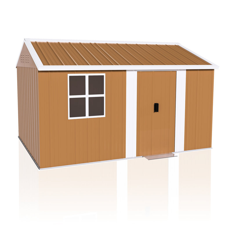 Grande remise en métal de 8 pi x 12 pi avec porte verrouillable, ventilation et espace intelligent - Économiser pour les outils de jardin Mobilier de patio