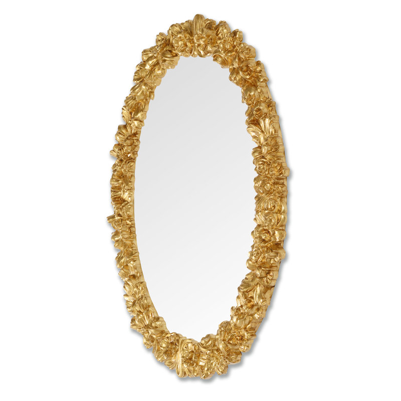 Vegamwala Solid Wood Flat Wall Mirror, Gold