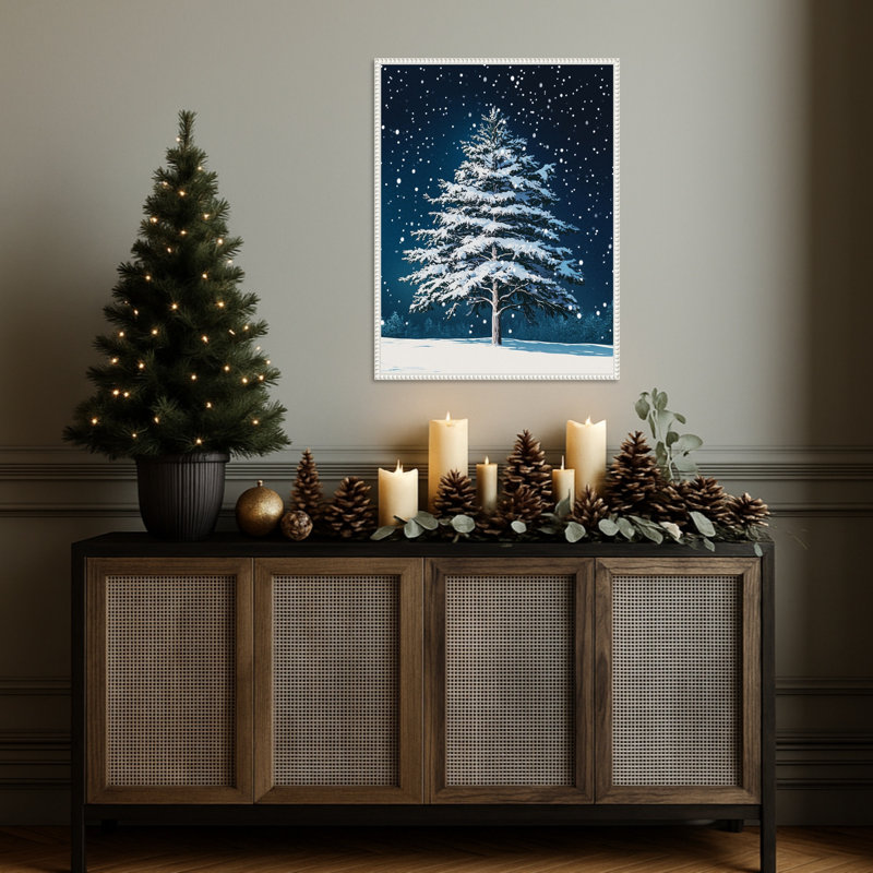«Winter Snowy Pine Tree» par Pictufy Studio, reproduction d'art sur toile encadrée, H 30 po x l 23 po