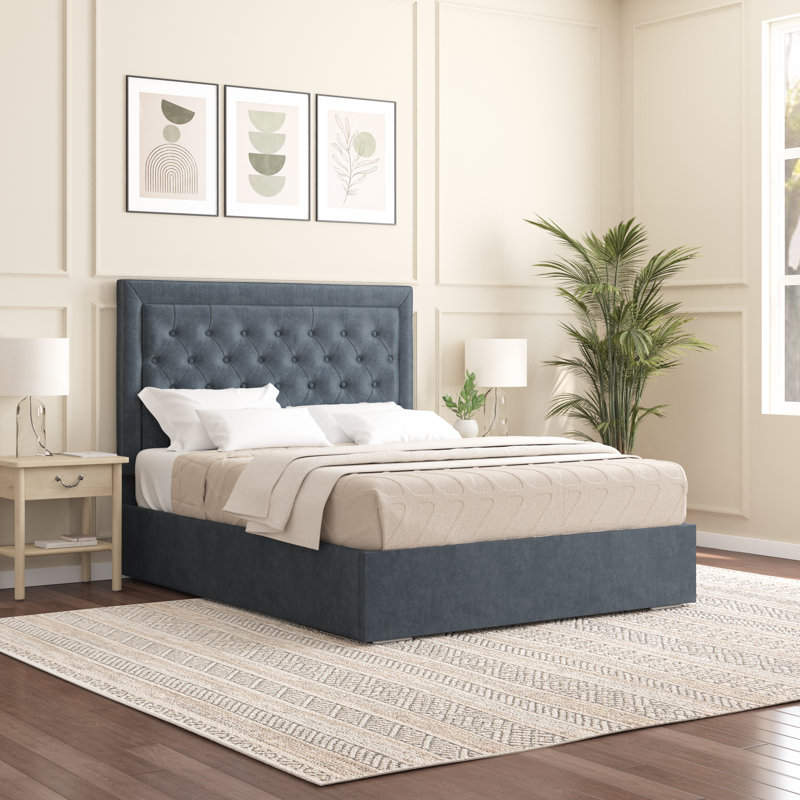 Merissa Upholstered Bed Frame, Single (3'), Charcoal