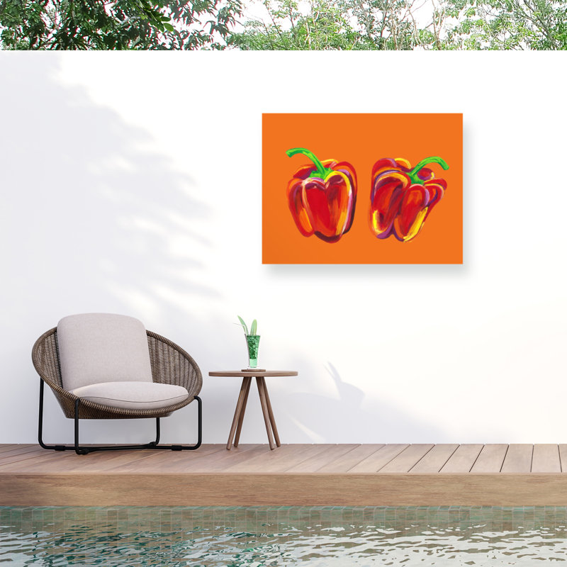 "Peppers bologares sur orange" sur toile, H 14 po x l 19 po