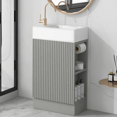 Ensemble de meuble-lavabo simple 18,60 po avec plateau en céramique Evelina