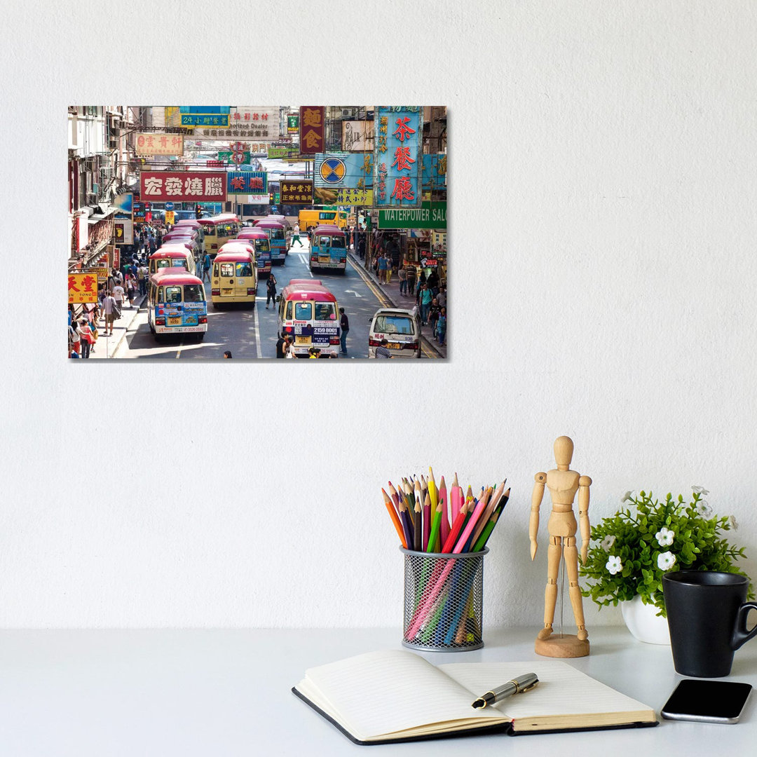 Street Scene In Hong Kong by Matteo Colombo - Wrapped Canvas Print
