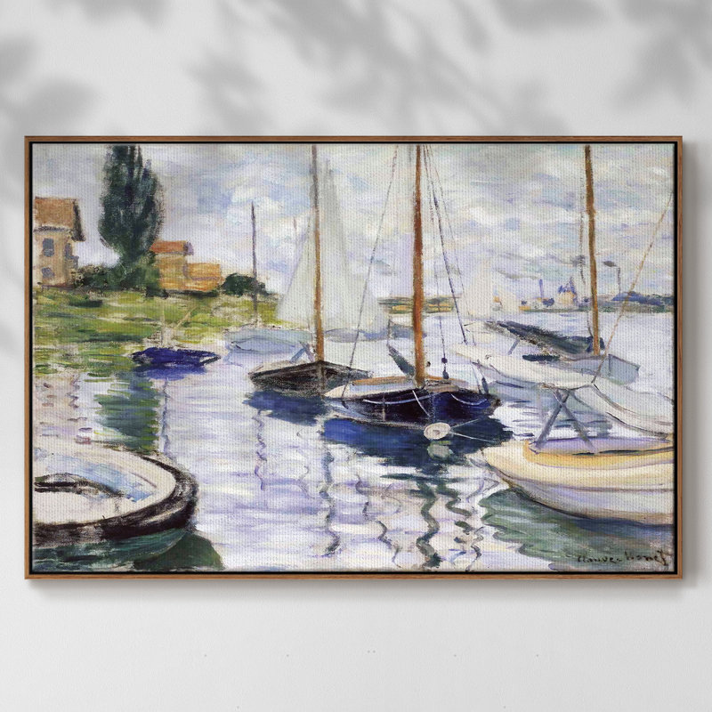 " Boats At Petit ", Walnut, 25" H x 37" W x 2" D