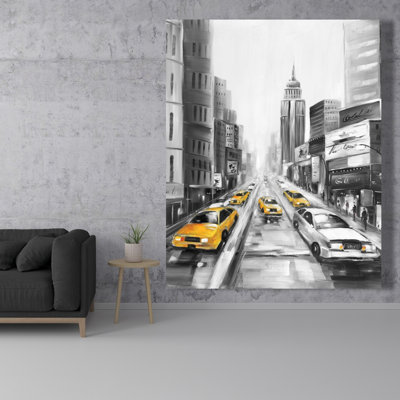 Yellow Taxis in New York - Living Room Yellow Canvas Decor