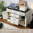 6 Drawers Dresser With Barn Door,47.2" Wide Wooden Dresser For Bedroom,Rustic Chest Of Drawers And 55" Tv Stand For Living Room-1095545323
