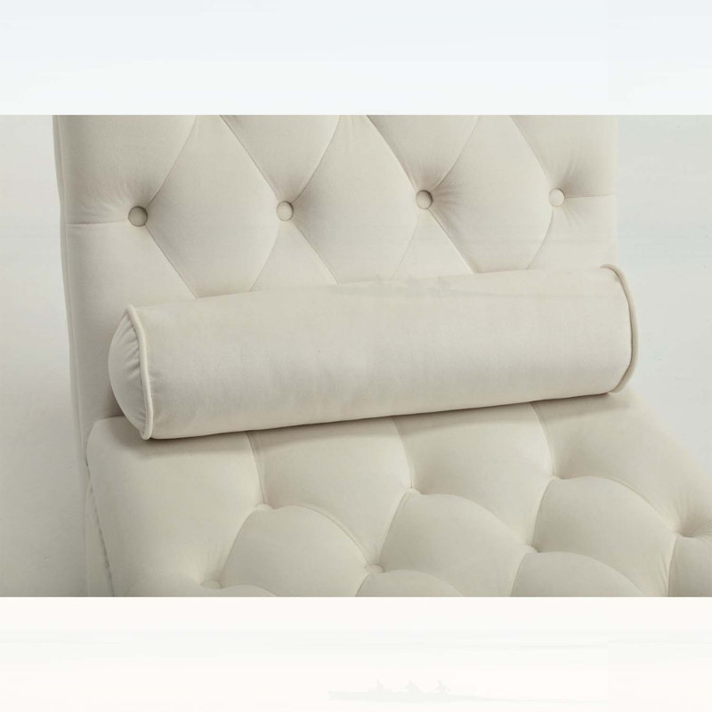 Fauteuil inclinable classique en velours avec capitonnage à boutons et garniture cloutée argentée - Fauteuil lounge de style vintage avec structure en bois pour salon, bureau, chambre