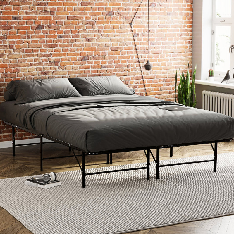 Structure de support pour très grand lit en métal, construction, sans sommier, noir, excellent support, espace de rangement sous la base de lit, solide pour rafraîchir la chambre à coucher, article noir