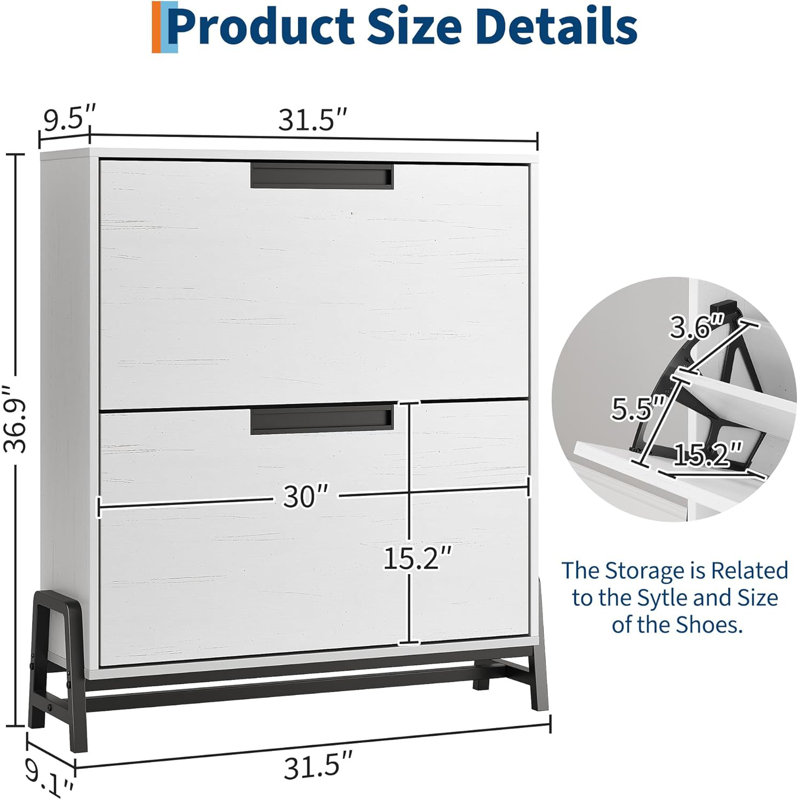 16 Pair Flip Down Shoe Storage, White