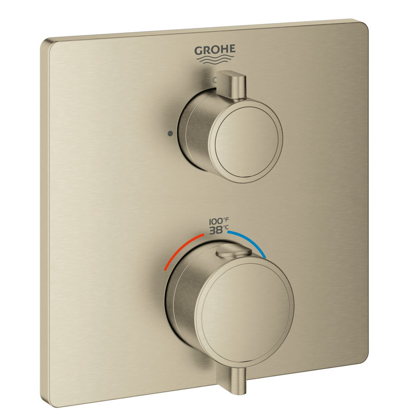 Garniture thermostatique à 2 poignées à fonction unique Grohtherm®, Nickel brossé