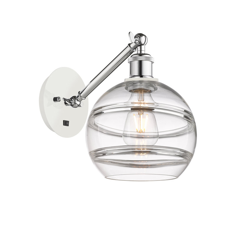 Chartoff Steel Armed Sconce, Clear, White/Polished Chrome