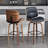 Swivel Upholstered Bar Stool with Solid Wood Frame-205847681
