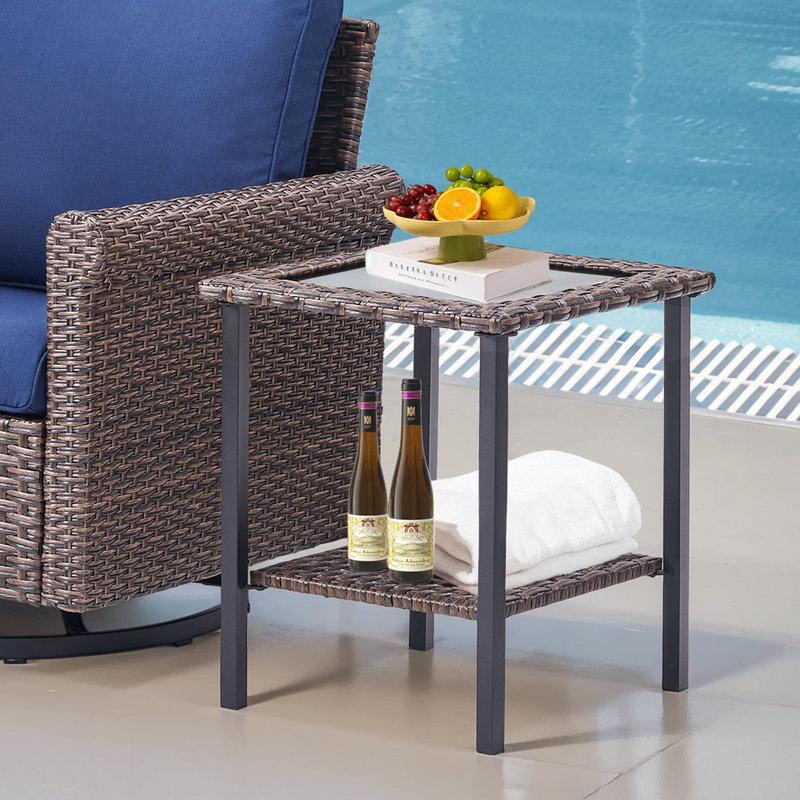 Tametra Wicker 2 - Person Patio Conversation Set with Cushions, Blue