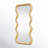 Brown Wood Abstract Wavy Room Wall Mirror with Dimensional Carved Frame