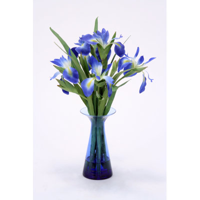 Glass Iris Arrangement in Vase
