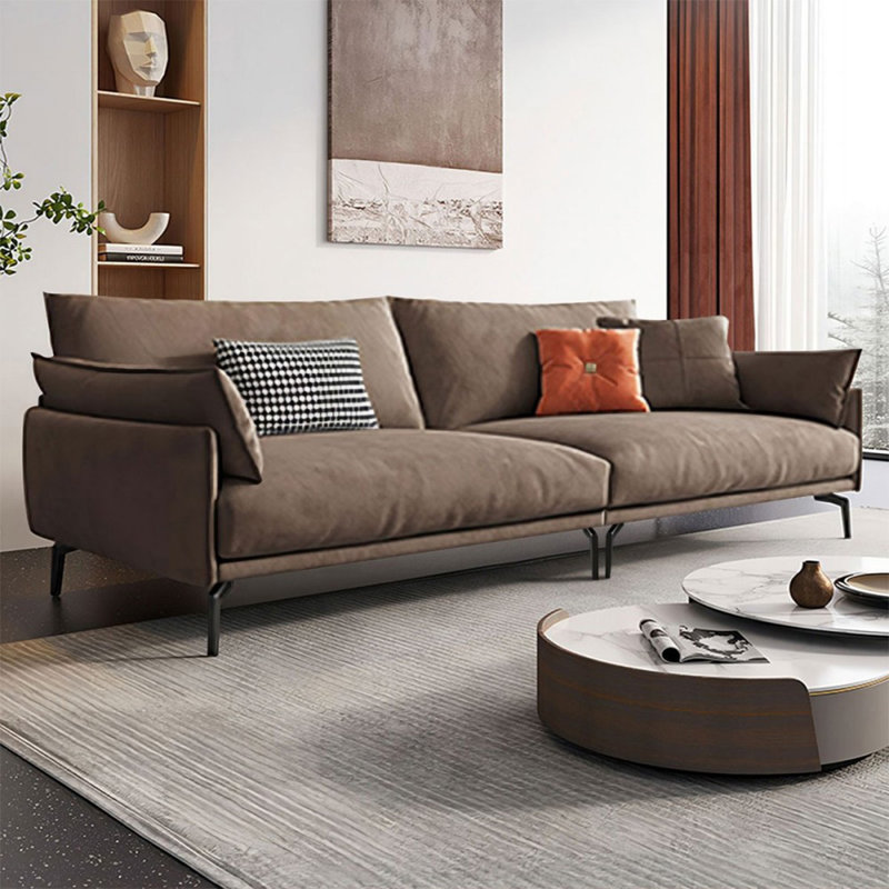 Causeuse de coussin standard en polyester Coffee, Café, H 32,68 po x l 94,49 po x P 35,43 po, 3