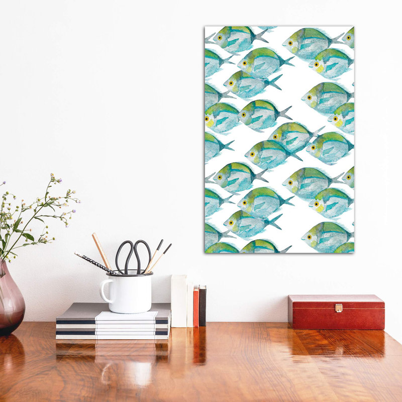 " Fishes Pattern ", Wrapped Canvas, No Mat, 48" H x 32" W x 1.5" D