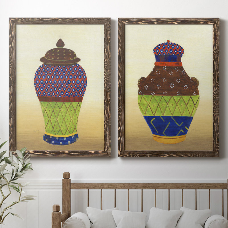 «Marrakech Urn I», ensemble de 2 reproductions d'art, H 44 po x l 31 po x P 1 po, Toile avec cadre en noyer, Pas de tapis