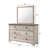 1Pc Cottage Style Distressed 6 Drawer Dresser Contrasting Weathered Brown Top Traditional Ring Pull Hardware Wooden