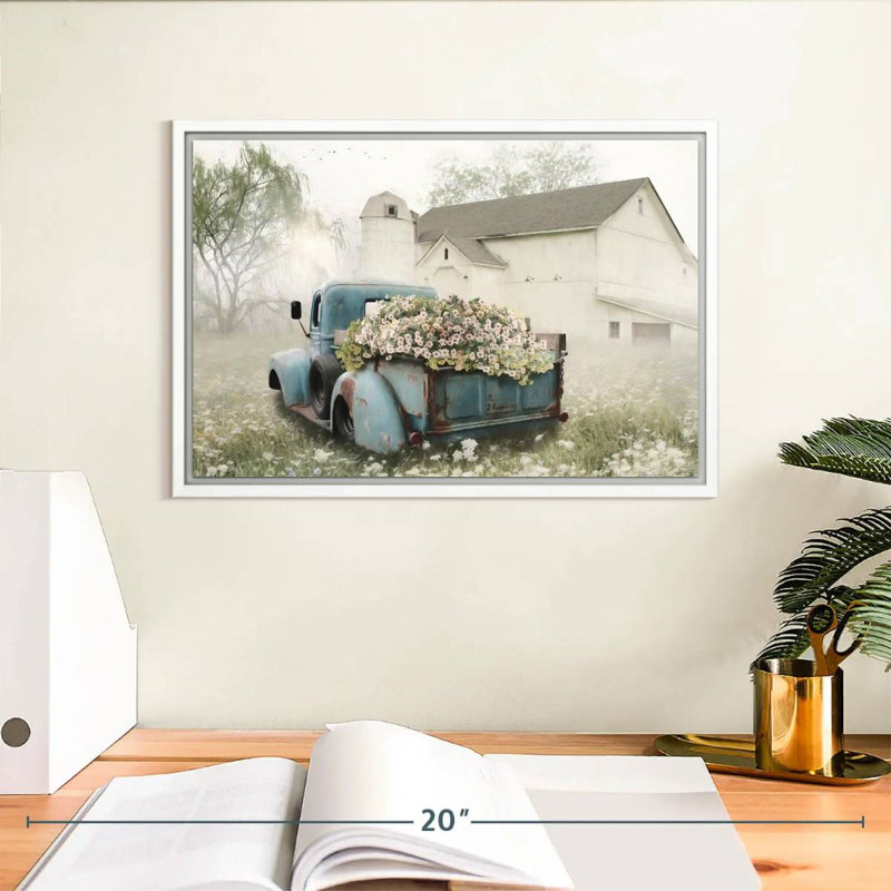 Pleine de fleurs, 13 po x 9 po, Cadre flottant blanc