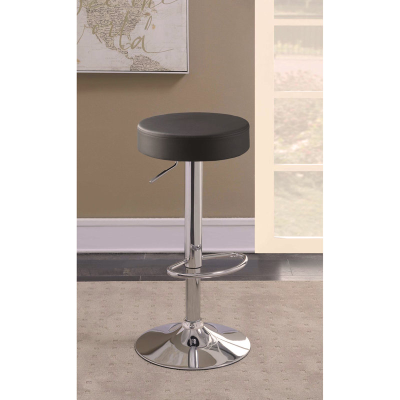 Tabouret de bar hydraulique noir et chrome réglable