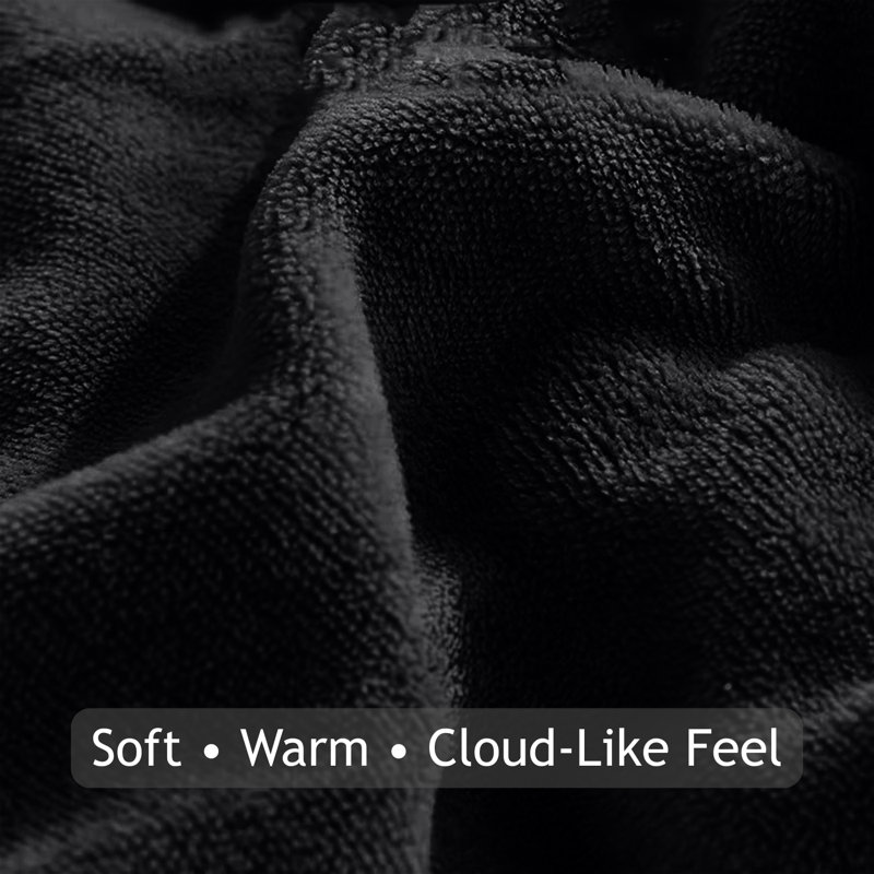 Sherpa Fleece Blanket - Reversible Ultra-Soft Warm Cozy Throw for Sofa & Bed, Black, King (200cm x 240 cm)